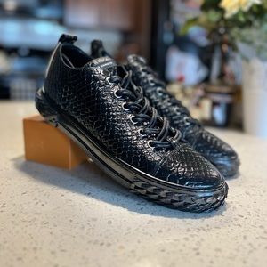 Men’s Textured Black Giuseppe Zanotti Designer Sneakers Size 12 US